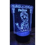 Frozen Elsa Lampara Acrilico Led Rgb 3d