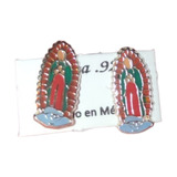 Aretes Plata 925 Virgen De G. Colores  Joyería Fina Broquel 