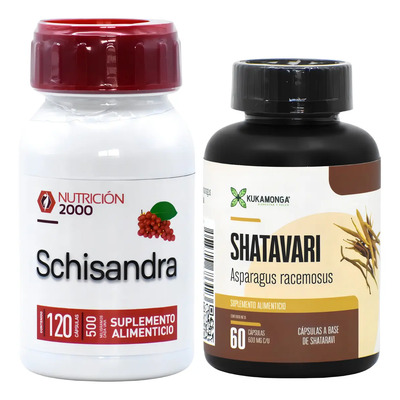 Kit Shatavari 60 Capsulas + Schisandra 120 Capsulas | 1000 Mg Por Porcion | Cápsulas Veganas | Dura 1 Mes | Meses sin interés