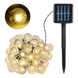 Luz Cadena Con Energía Solar 7m 50led Bola Cristal Lámpara