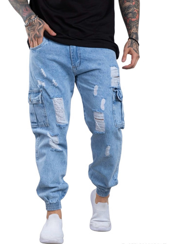 Jeans Hombre Pantalon Jean Cargo Mom Hombre Premium Moda