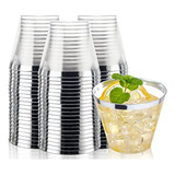 200 Vasos Desechables Plateados 9 Oz - Elegantes Copas De Pl