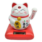 Maneki Neko Gato Da Sorte Branco 9 Cm Altura Energia Solar