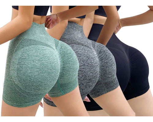 3 Shorts Levanta Empin Bumbum Feminino Push Up Academia Yoga