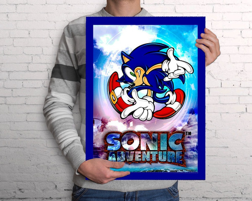 Quadro Com Moldura Sonic A3 - Com Acrílico Na Frente Poster