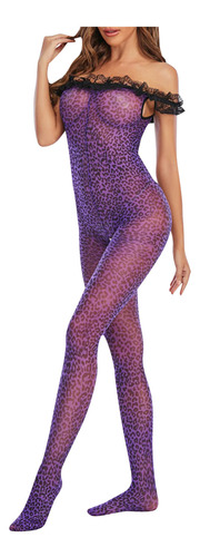 Body Morado Con Estampado De Leopardo Para Mujer