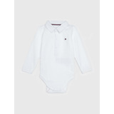 Pañalero Blanco Con Cuello De Polo De Bebé Tommy Hilfiger