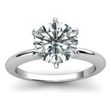 Anel Solitário Moissanite Prata 925 3 Quilates (300 Pontos)