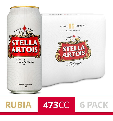 Cerveza Stella Artois Pura Malta 473ml X6