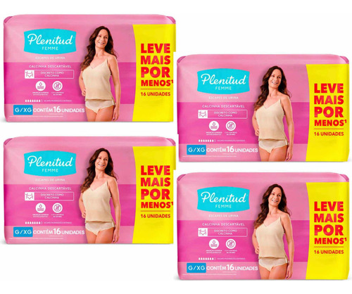 Kit 4 Pacotes Fralda Geriátrica Feminina Plenitud Femme G/xg