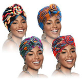 Conjunto De 4 Gorros Turbante Africanos Pre-atados