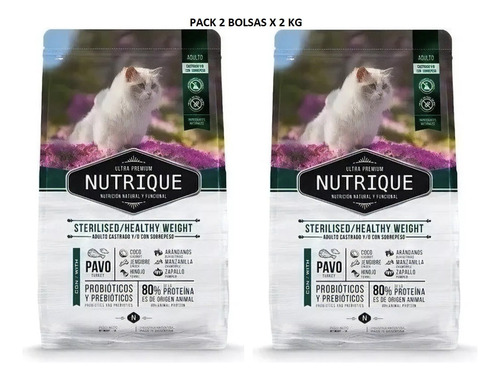 Pack 2 Bolsas Nutrique Gato Adulto Sterilized & Weight X 2kg