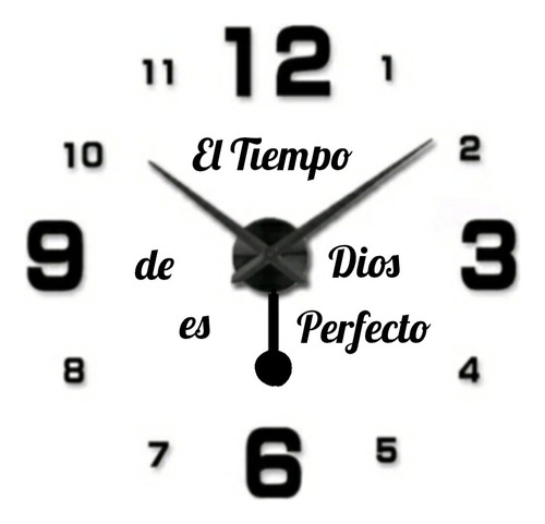 Reloj De Pared 3d 100x100cm Con Péndulo + Frase En Vinilo 