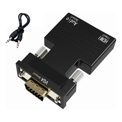 Convertidor De Hdmi A Hembra Macho A Vga Con Adaptador De Au | Meses sin interés
