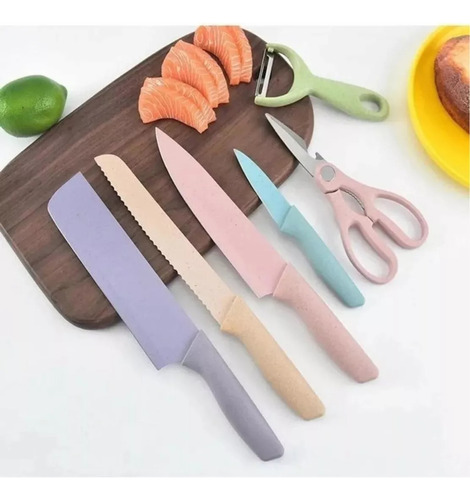 Juego Set Cuchillos Cocina X 6 Piezas Colores