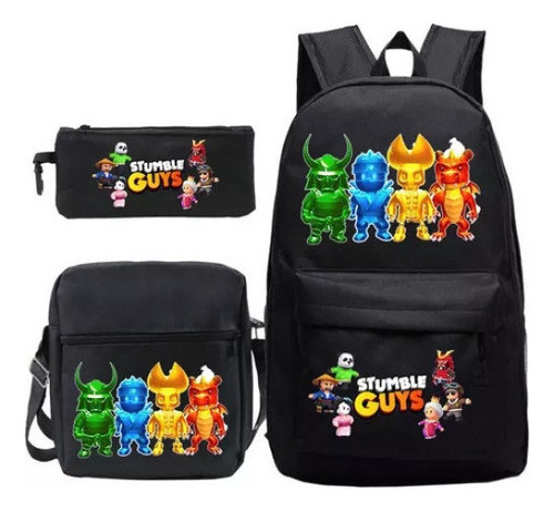 Mochila Infantil Stumble Guys, Conjunto De 3 Peças, Bolsas E