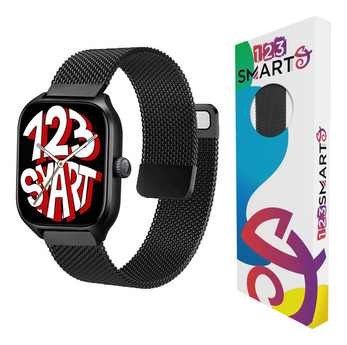 Pulseira De Aço Milanese Dupla Compativel Com Amazfit Gts 4 Gts 3 Gts 2 Gts 1 Gts4 Mini Gts2 Mini Bip U Bip S Bip 3 Bip Lite Gtr Mini Gtr 42mm - Cor Preto