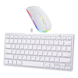 Teclado Mouse Wireless Branco Para Notebook Pc Tablet