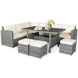 Juego De Muebles Jardin Patio Exterior 7 Piezas Blanco