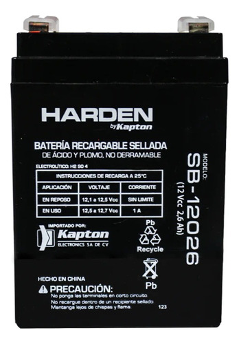 Batería Acido Sellada 12v 2.6ah Recargable Para Bocina Bafle