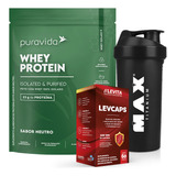 Whey Protein Puravida 450 + Levcaps 60 Caps Levita + Brinde