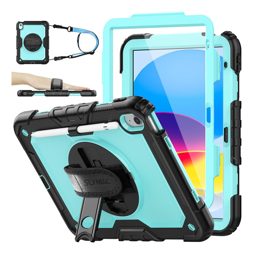 Funda Para iPad De 10.9  Protector Pantalla Giratoria Azul