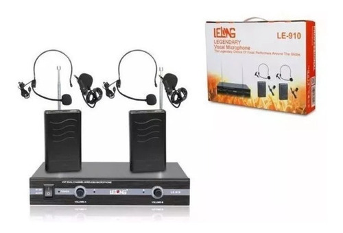 Kit Microfone Vhf Sem Fio Auricular Cabeça Headset Lapela