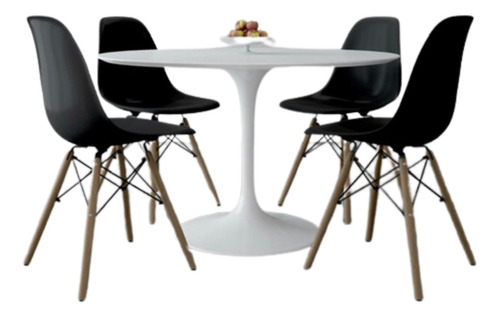 Combo Mesa Tulip 120 + 4 Sillas Eames Dsw- Alto Impacto -