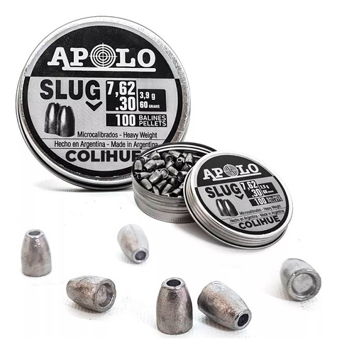 Balines Apolo Slug Cal 7,62mm -60gr X100