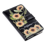 Capinha Carteira Couro Girassol Para Motorola Linha One