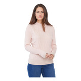 Sweater Mujer Cerrado Trenzado Palo Rosa Corona