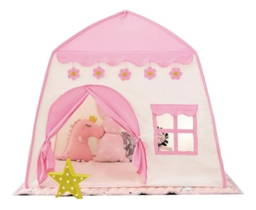 Barraca Tenda Casa Infantil Dobrável - Rosa Com Branco