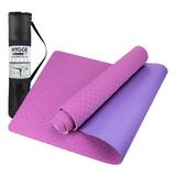 Hygge Mat Tpe Mat Yoga Colchoneta Bicolor Pilates Fitness Tpe 6mm Mas Funda Color Violeta E Fucsia