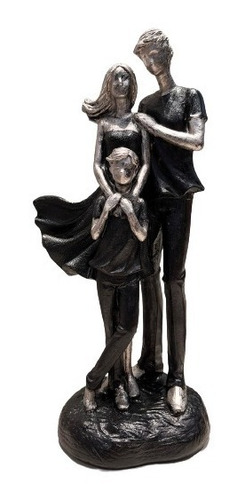 Escultura Estatueta Família Pai Mãe Filha Decorativa Filhos