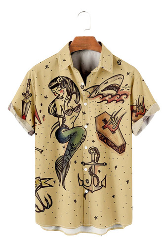 Camisa Hawaiana Unisex Mermaid Element, Camisa De Playa Para