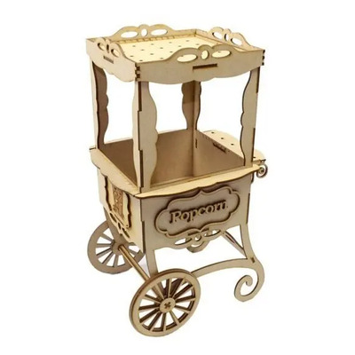 Carrito Carro Palomitas Mdf Para Mesa De Dulces Postres