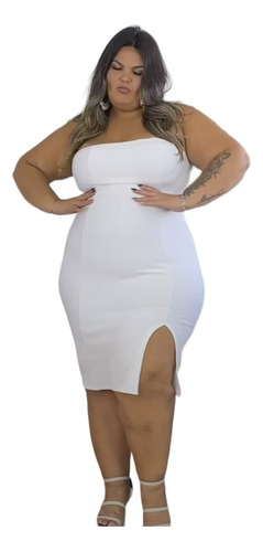 Vestido Tomara Que Caia Plus Size Com Fenda 