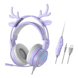 Auriculares Para Juegos Con Cable Con Micrófono Violeta