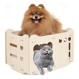 Casa Para Gatos De Madera Con Rascadores Desmontabl, Apilabl