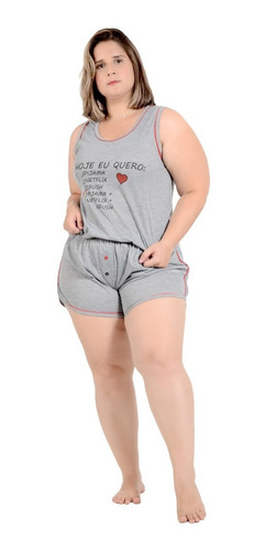 Short Doll Plus Size Malha Verão Camiseta Tamanho Especial