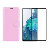 Capa Carteira Flip Rosa Claro Para Galaxy S20 Fe + Pelicula