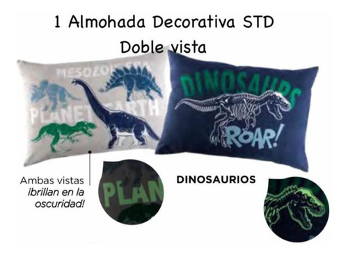 Almohada Dec Dinosaurios Std Brilla En La Obscuridad Vianney
