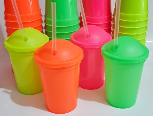 Vasos Plásticos Souvenirs Milkshake - Colores Fluo (10 Unid)