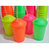 Vasos Plásticos Souvenirs Milkshake - Colores Fluo (10 Unid)