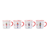 Tazas Navideñas De Cerámica Crown Baccara Cadetes 4 Pzas