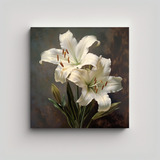 Cuadro Digital De Lirios Blancos En Canvas 20x20cm Flores