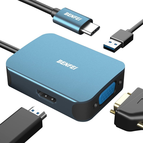 Adaptador Hub Usb C Hdmi Vga Usb 3.0 Para Macbook Pro Dell 