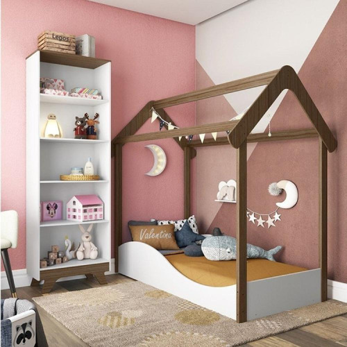 Quarto Infantil Minicama Montessori Prateleira Brc/carvalho