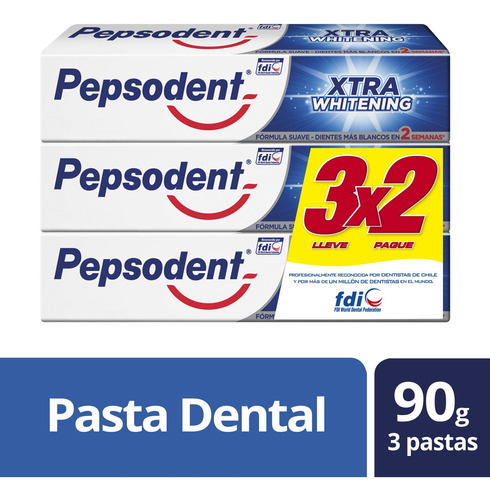 Pepsodent Pack X3 Pasta Dental Xtra Whitening 90g