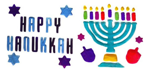 Decoraciones Adhesivas Para Ventana Happy Hanukkah (#2 Teal 
